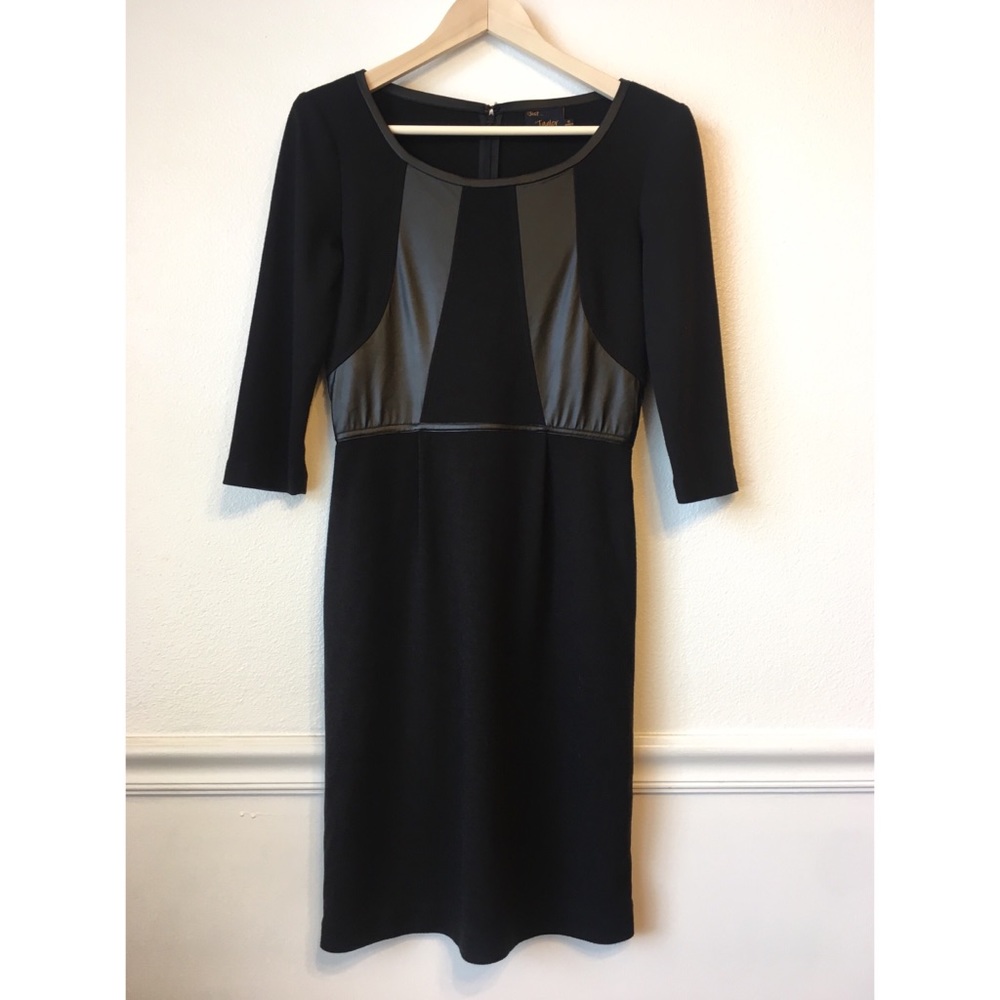 JUST TAYLOR | Black Vegan Leather Panel Dress 6